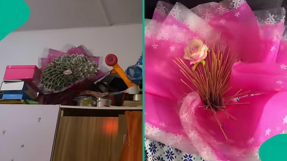 Lady cries out as undisclosed individuals steal from her money bouquet.