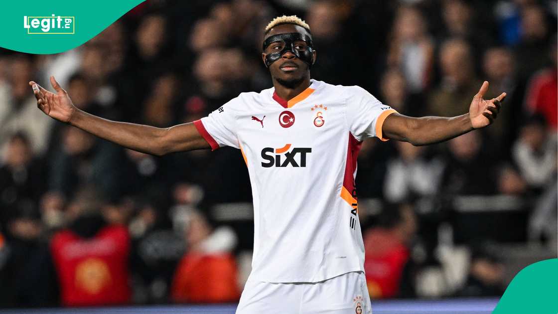 Victor Osimhen reacts during Galatasaray's clash against Hatayspor