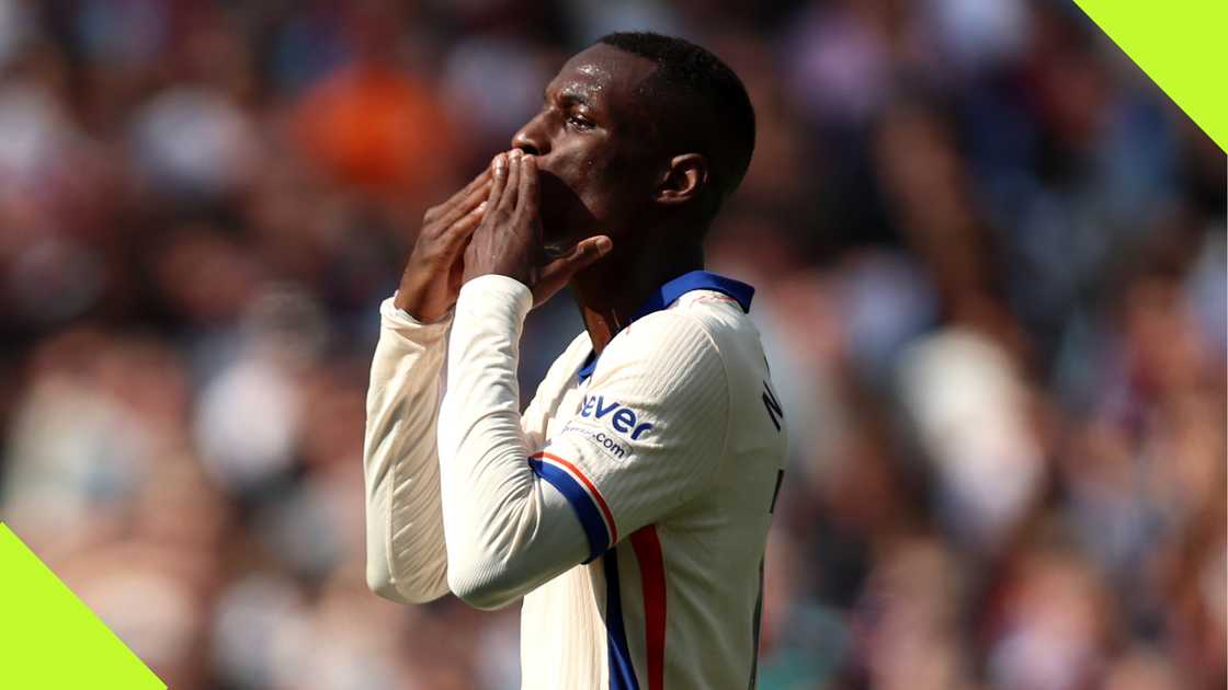 Nicolas Jackson celebrates after scoring for Chelsea