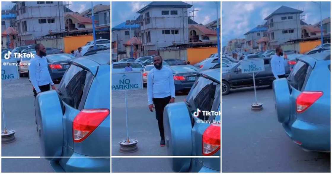 Nigerian lady, boyfriend, man, controlling traffic