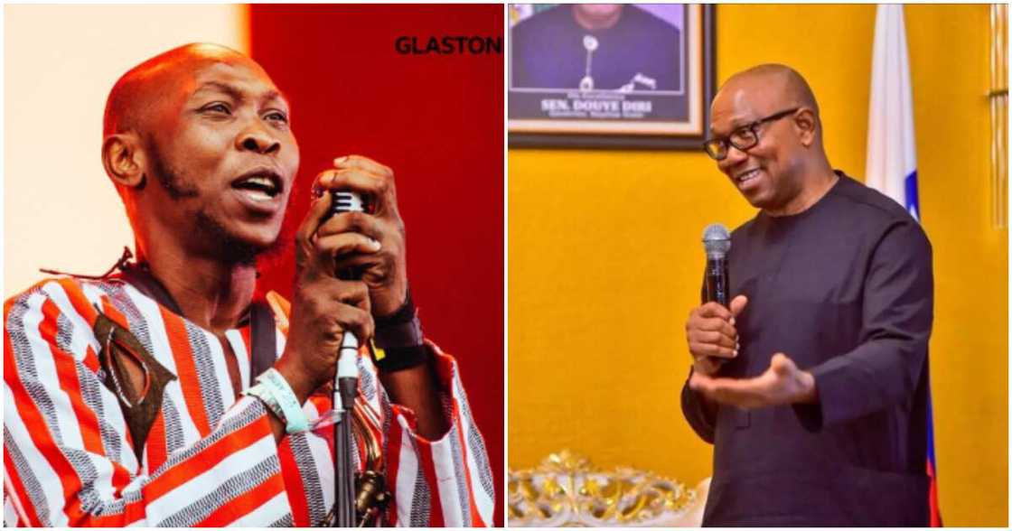 Photos of Seun Kuti and Peter Obi