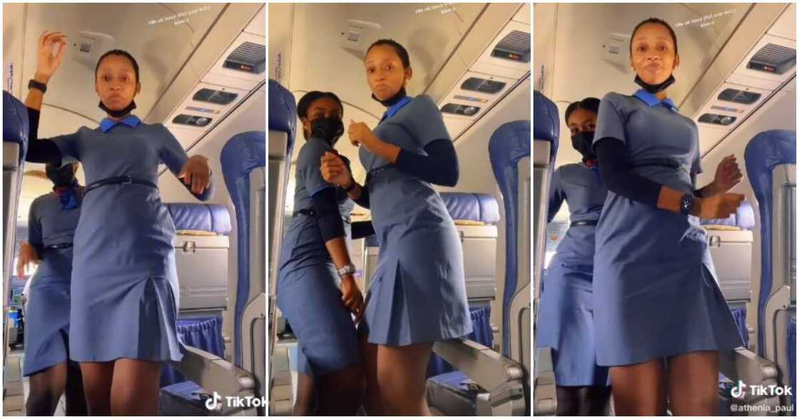 Female flight attendants dance in an aeroplane, female flight attendants, ladies dance in aeroplane, ladies shake waist in aeroplane Female flight attendants dance in an aeroplane, female flight attendants, ladies dance in aeroplane, ladies shake waist in aeroplane