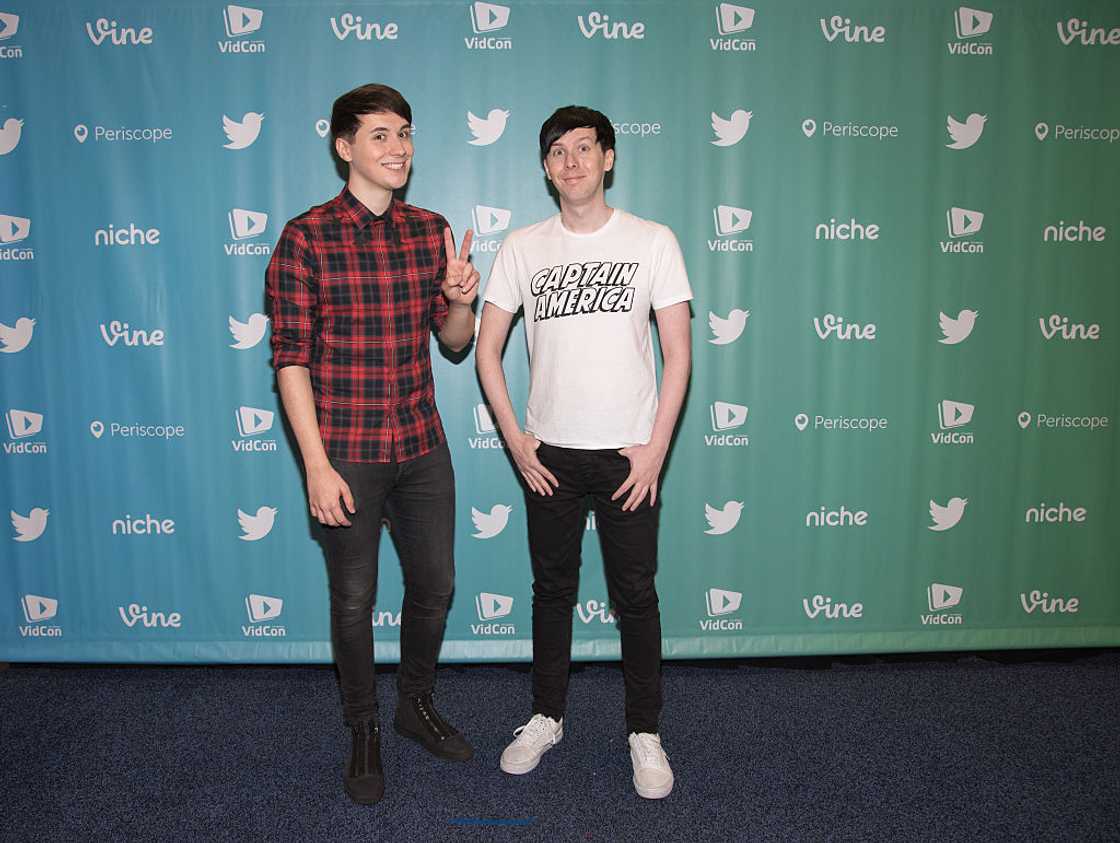 Dan Howell and Phil Lester in Anaheim, California Dan Howell and Phil Lester in Anaheim, California