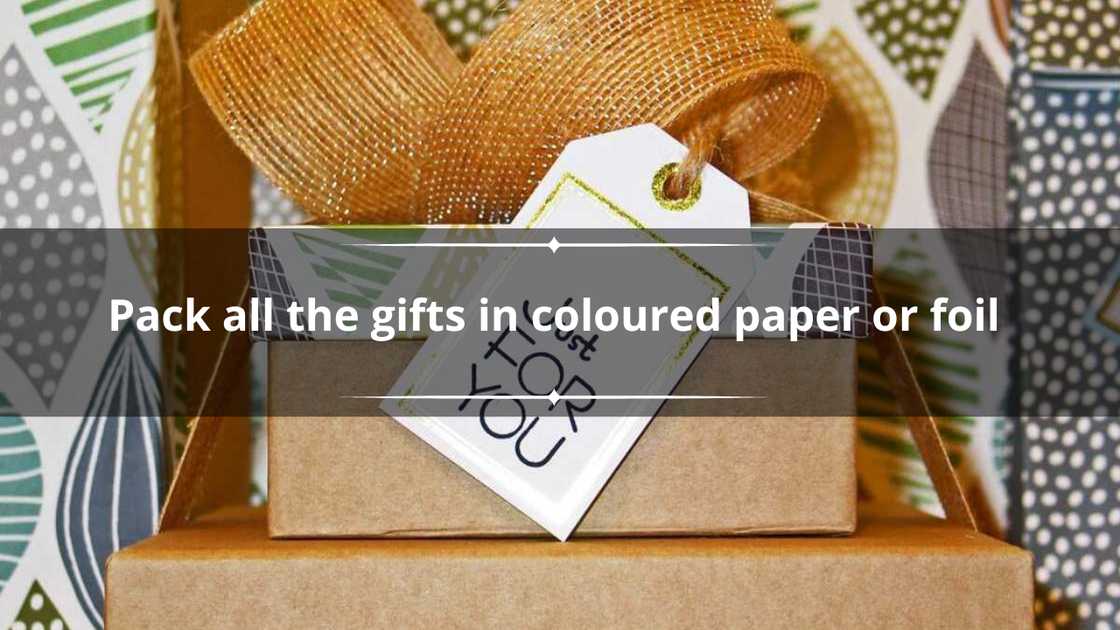 Gift boxes wrapped and labeled "For You"