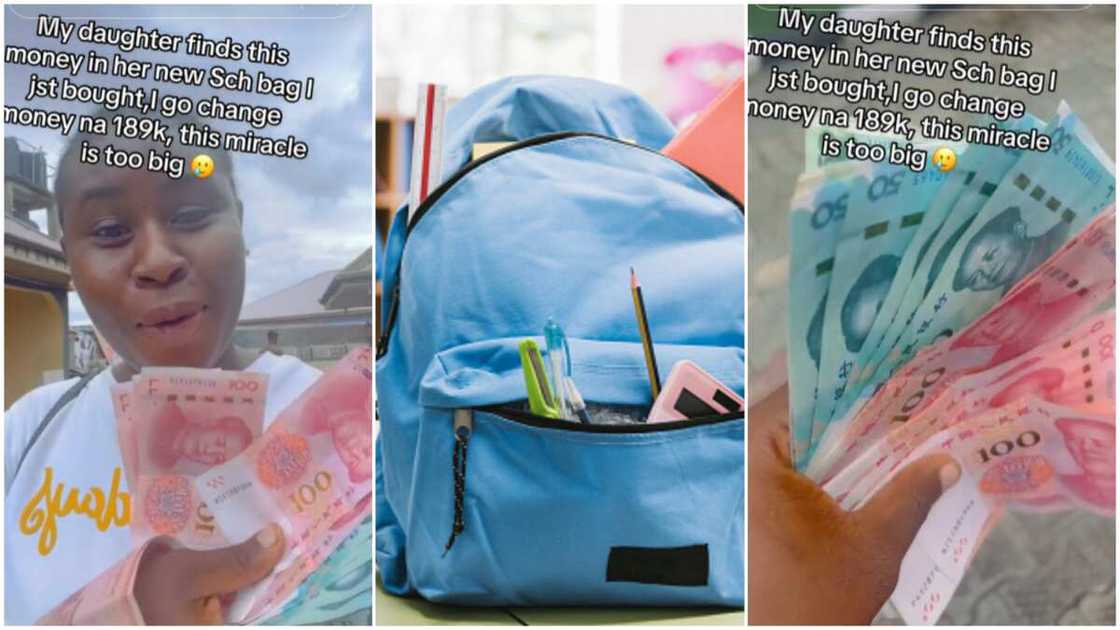 Chinese Yuan rates/Money inside schoolbag. Chinese Yuan rates/Money inside schoolbag.