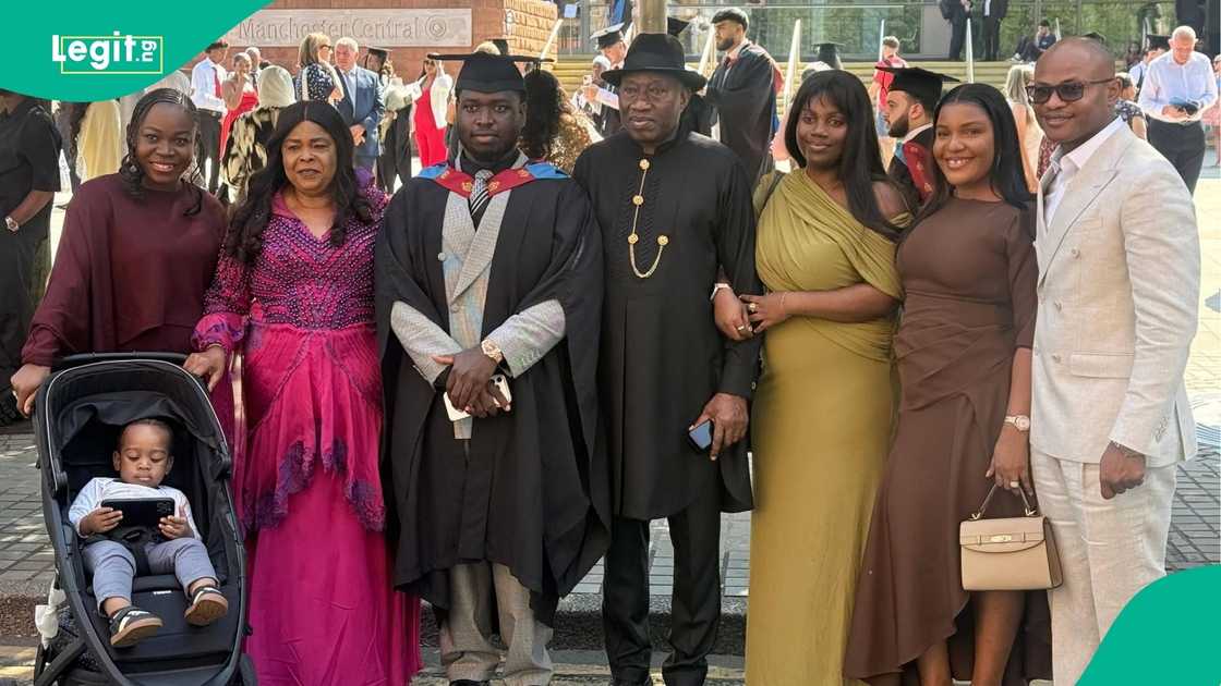 Former President Goodluck Jonathan has celebrated his son after graduating from the United Kingdom university. Former President Goodluck Jonathan has celebrated his son after graduating from the United Kingdom university.