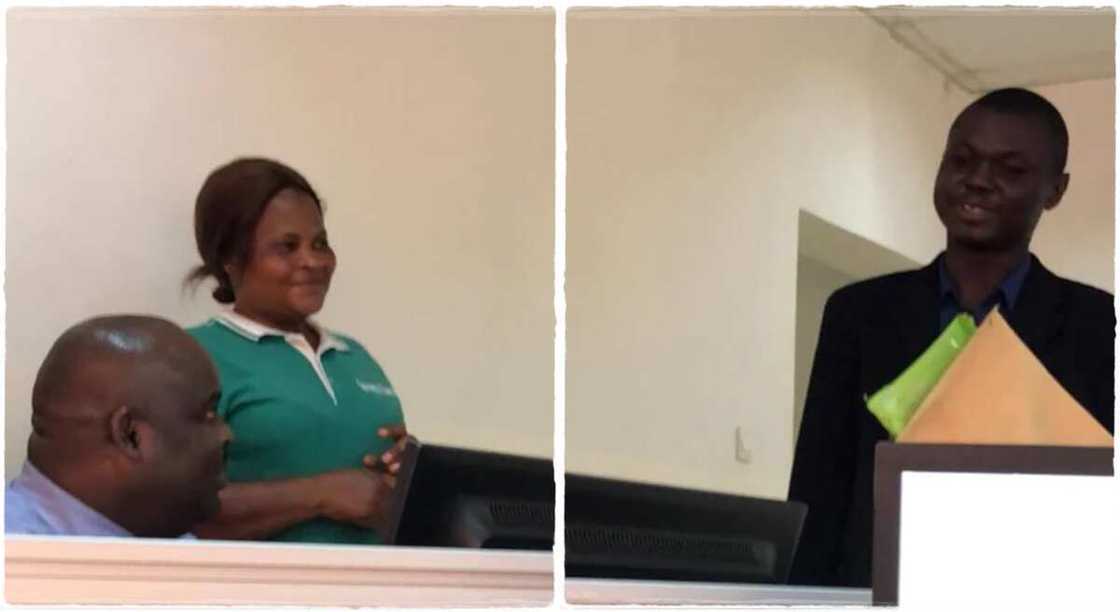 Photos of when a man got appointment letter in the presence of his mother.