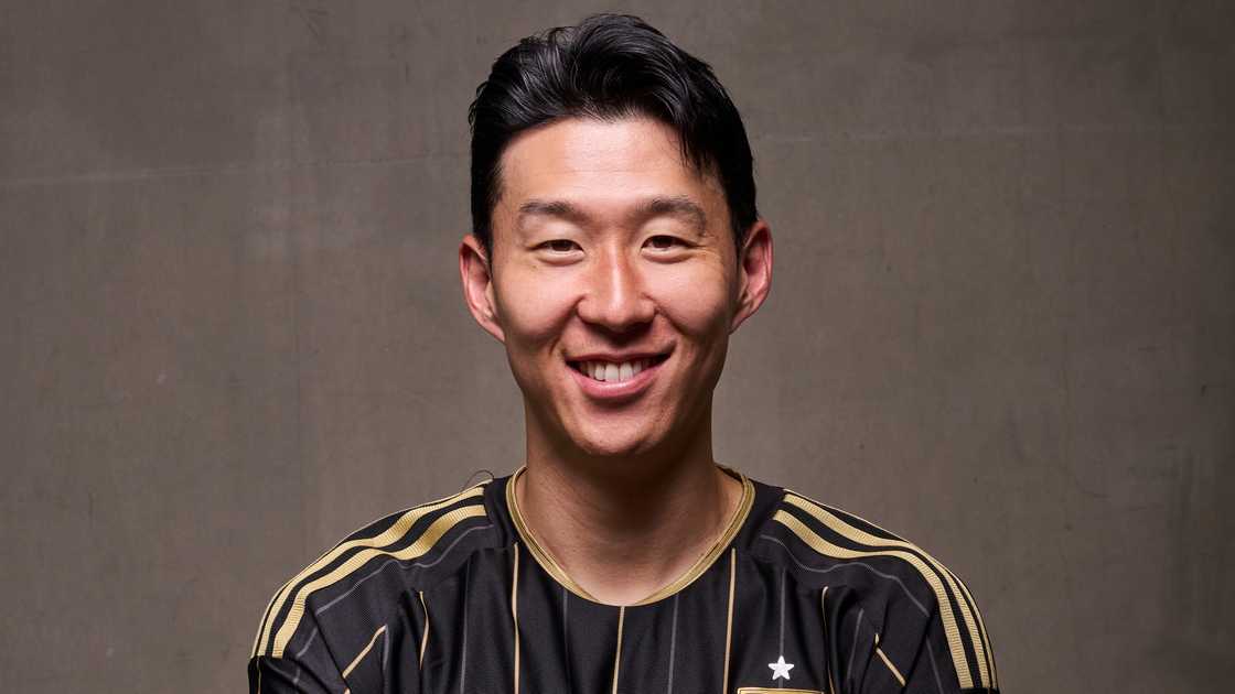 Son Heung-min poses during the Los Angeles FC Media Day