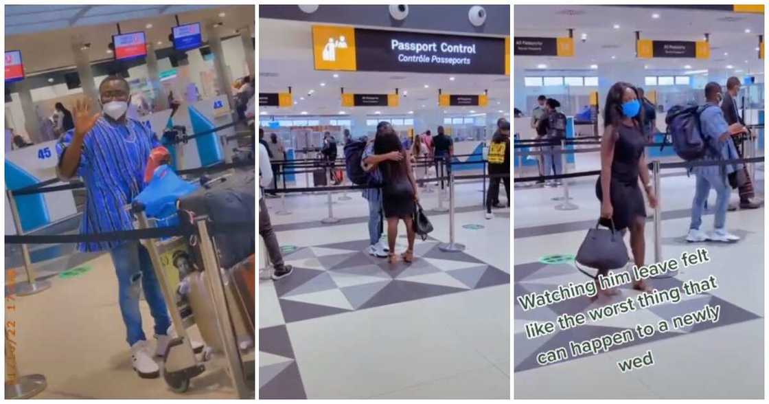 Theodora Asare-Boateng, newly wedded lady, airport, travel out, emotional couple moment Theodora Asare-Boateng, newly wedded lady, airport, travel out, emotional couple moment