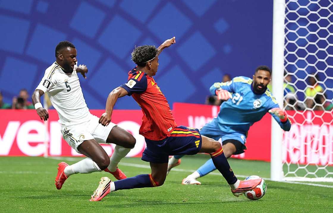 Lamine Yamal of Spain scoring a goa at the World Cup 2026 Lamine Yamal of Spain scoring a goa at the World Cup 2026