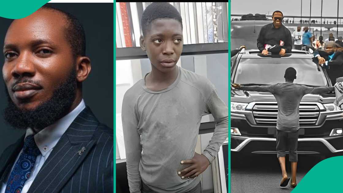 Boy in front of Peter Obi's convoy visited in prison. Boy in front of Peter Obi's convoy visited in prison.