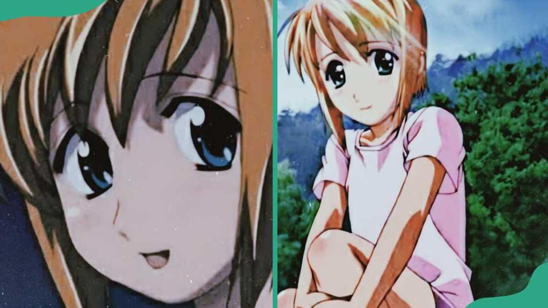 Pico with his large and expressive eyes (L). The character sits with his knees up and wearing a pink outfit (R) Pico with his large and expressive eyes (L). The character sits with his knees up and wearing a pink outfit (R)