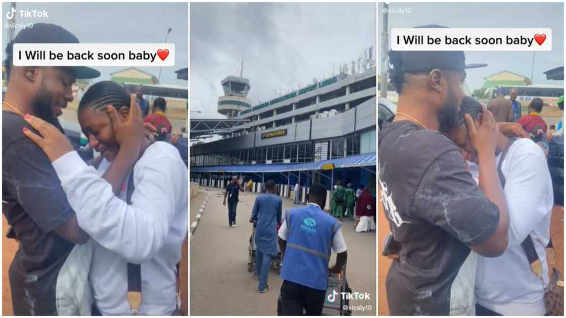 Lovers at Nigerian airport/relocating abroad. Lovers at Nigerian airport/relocating abroad.
