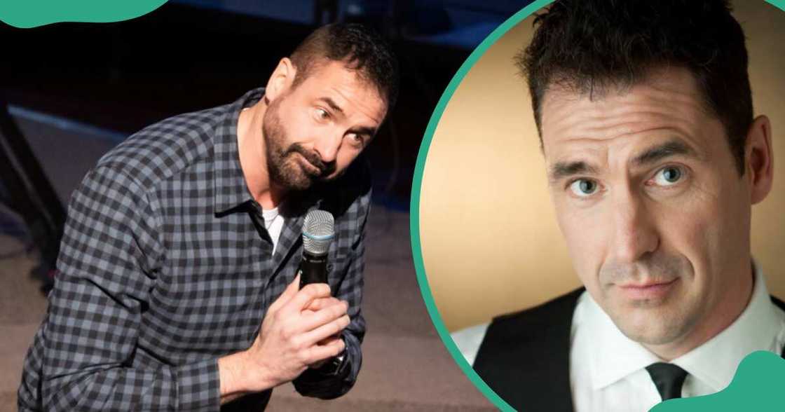 Leland Klassen performs during a comedy show in the US (L). The comedian poses for a picture (R). Leland Klassen performs during a comedy show in the US (L). The comedian poses for a picture (R).