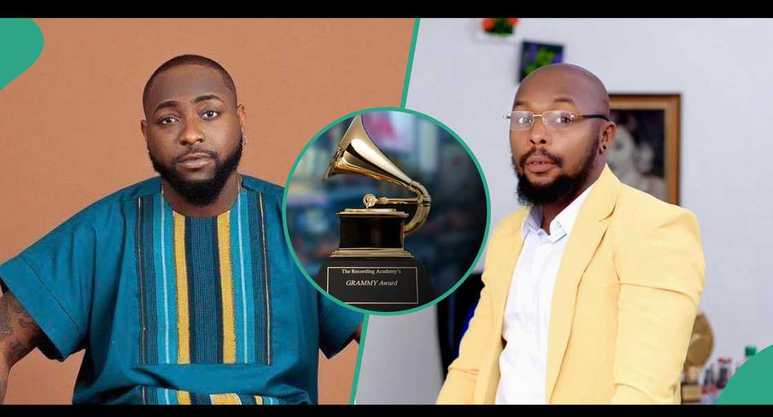 Davido, Grammys award plaque, Radiogad addresses Davido on his Grammys loss Davido, Grammys award plaque, Radiogad addresses Davido on his Grammys loss