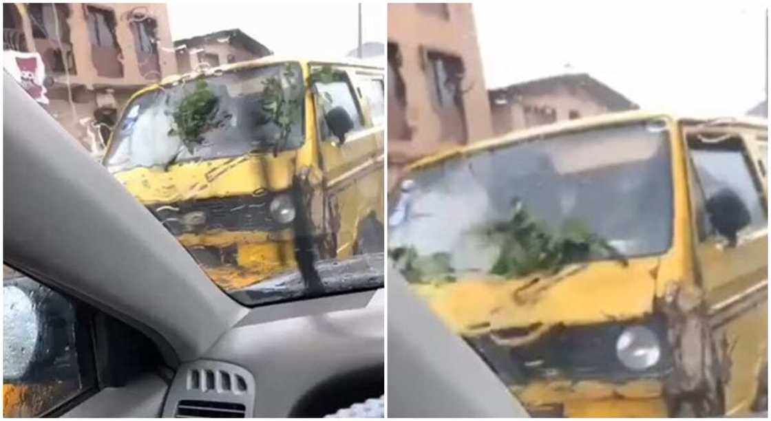 Danfo bus seen under rain in Lagos. Danfo bus seen under rain in Lagos.