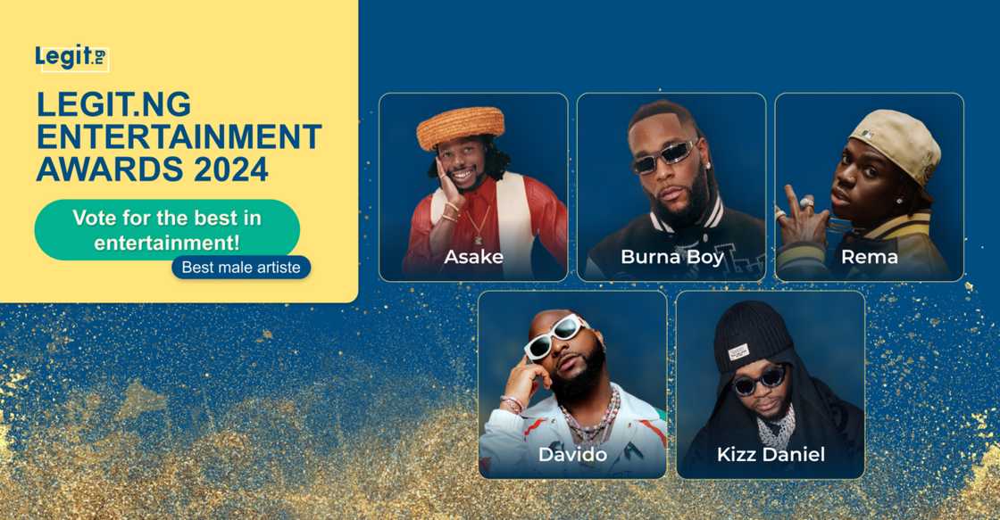 Best Male Artiste, Legit.ng entertainment awards 2024 Best Male Artiste, Legit.ng entertainment awards 2024