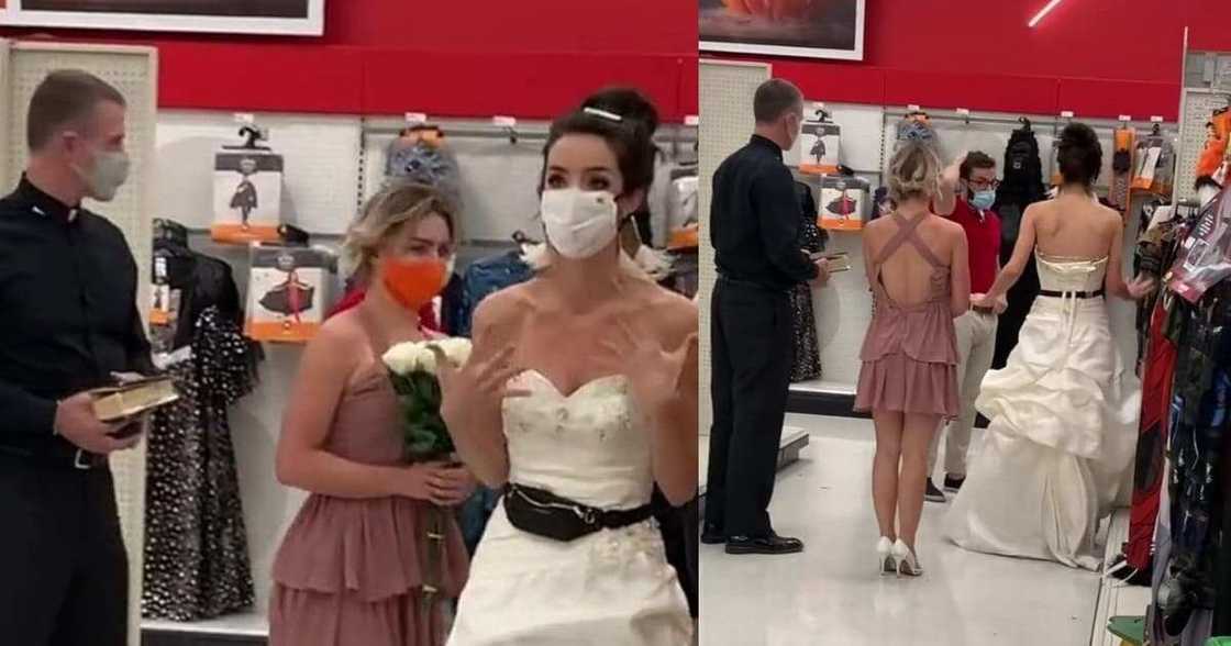 Budurwa ta garzaya wurin aikin saurayinta cikin shigar amare, ta bukaci a daura musu aure Budurwa ta garzaya wurin aikin saurayinta cikin shigar amare, ta bukaci a daura musu aure