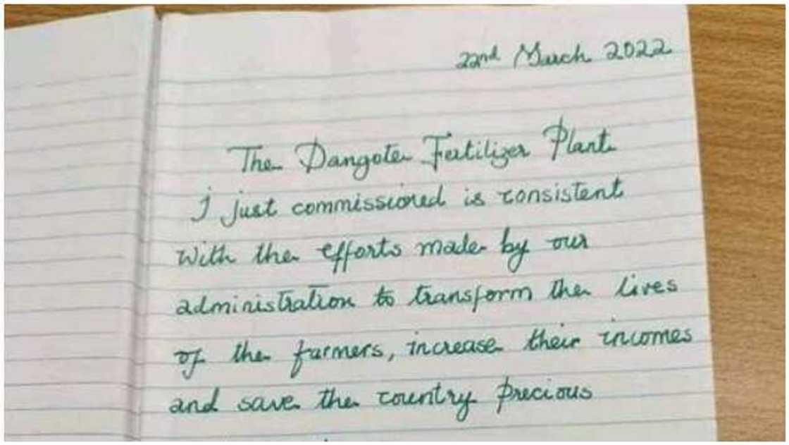 Buhari's handwriting Buhari's handwriting