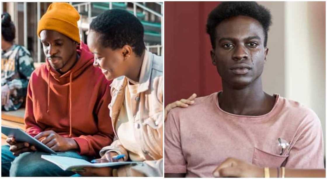 Photos of a student in sad mood. Photos of a student in sad mood.