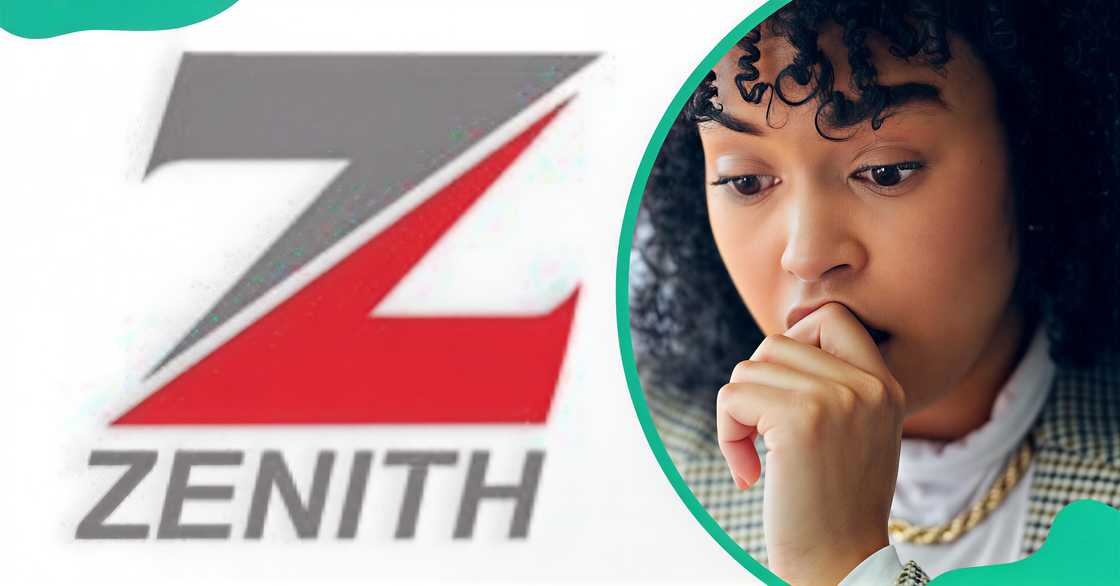 Zenith logo. A worried woman