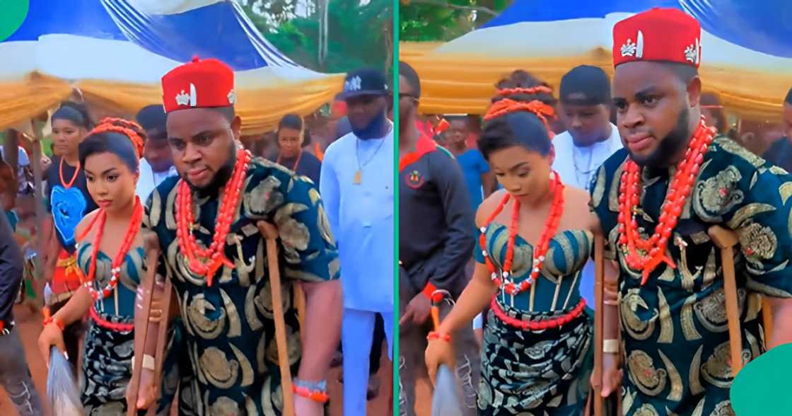 Groom attends his wedding with crutches after surviving accident Groom attends his wedding with crutches after surviving accident