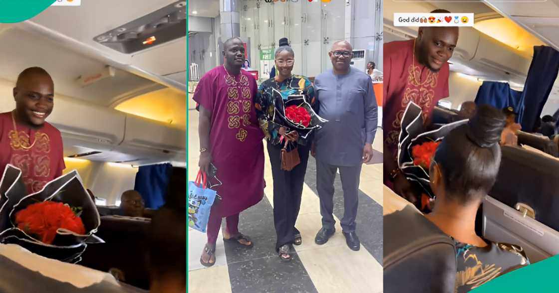 Man Proposes To His Girlfriend During Air Peace Flight, Co-passengers Applaud Them in Viral Video Man Proposes To His Girlfriend During Air Peace Flight, Co-passengers Applaud Them in Viral Video