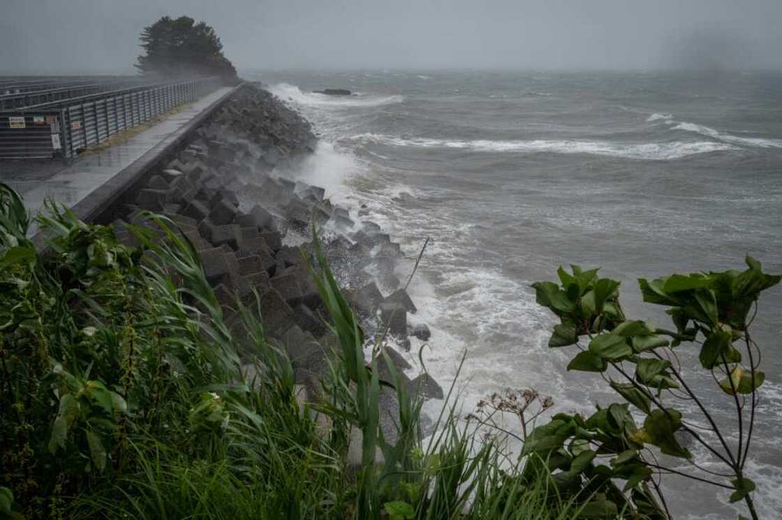 Typhoon Nanmadol has brought heavy rains, high waves and strong winds to southern Japan