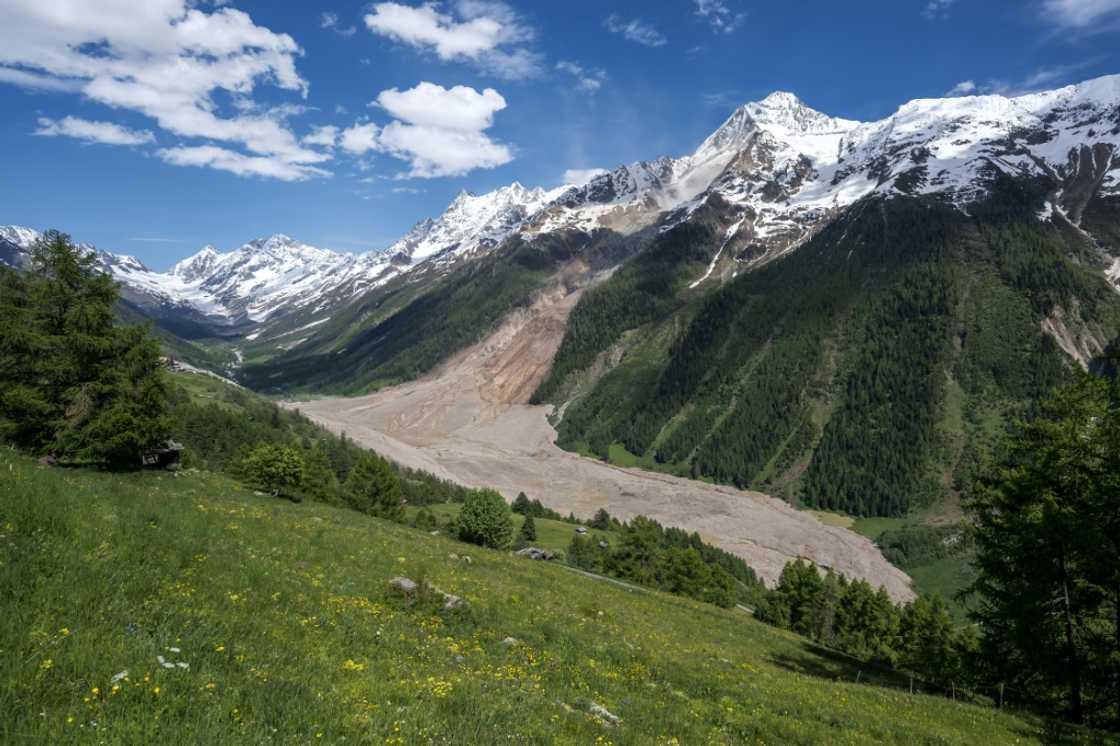 The Birch Glacier collapsed, throwing tons of rock, ice and scree down the mountainside into the Lotschental valley