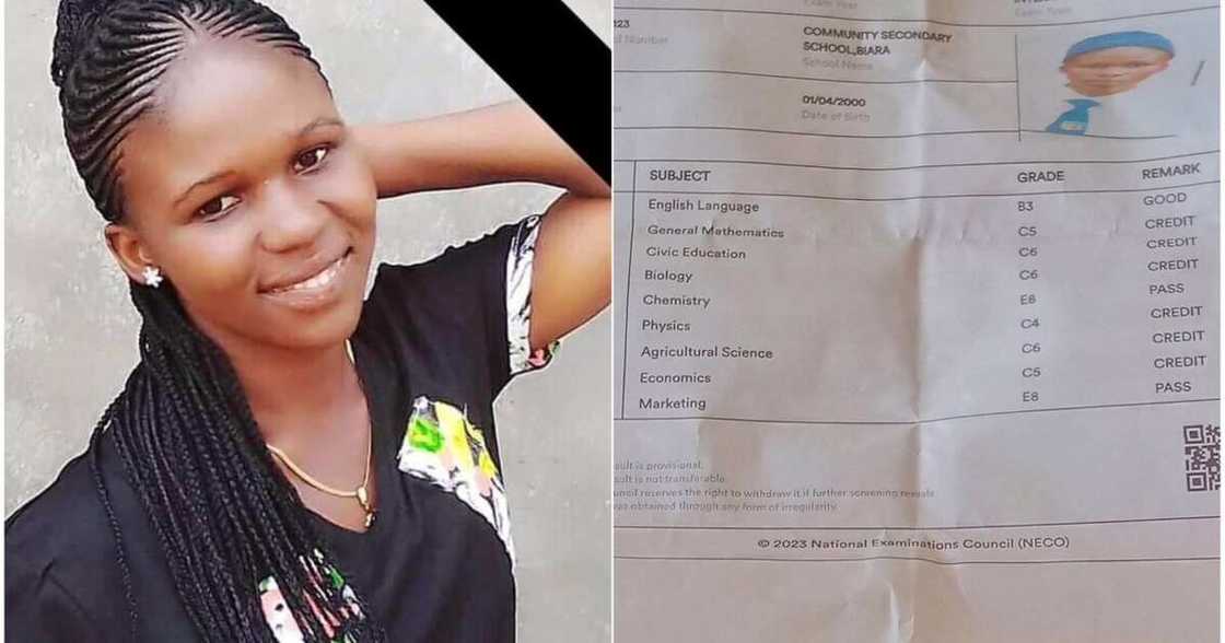 Medicine aspirant displays her NECO result