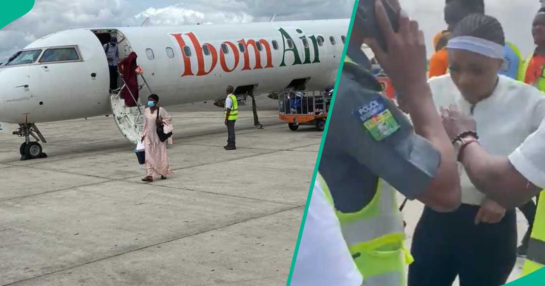 An Ibom Air regular customer reacts after a passenger slapped an air hostess. An Ibom Air regular customer reacts after a passenger slapped an air hostess.