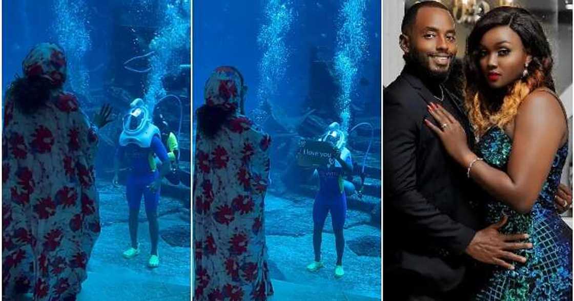 Man swims inside ocean, prove his love, woman, true love Man swims inside ocean, prove his love, woman, true love