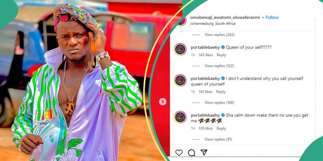 Screenshot of Portable's message to his wife after her birthday post Screenshot of Portable's message to his wife after her birthday post