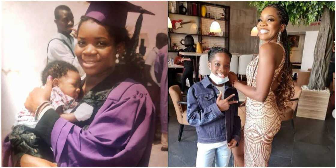 Wizkid's 1st baby mama Shola Ogudu shares epic throwback photo of herself in graduation gown & Tife as a baby Wizkid's 1st baby mama Shola Ogudu shares epic throwback photo of herself in graduation gown & Tife as a baby