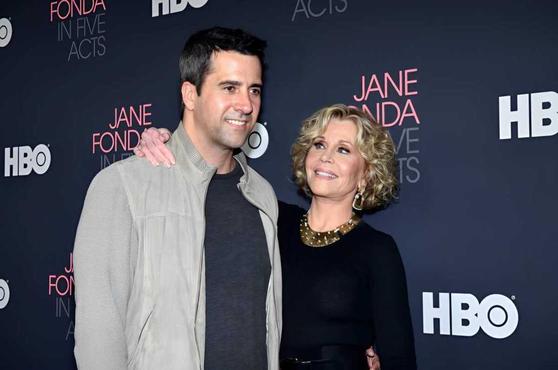 Jane Fonda (R), and her son Troy Garity (L) at Hammer Museum