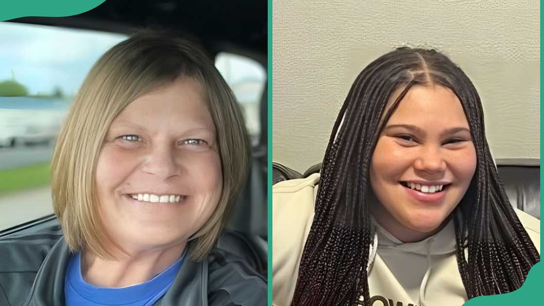 Audi Crooks' mom, Michelle Crooks (L), and Audi Crooks smiling (R) Audi Crooks' mom, Michelle Crooks (L), and Audi Crooks smiling (R)