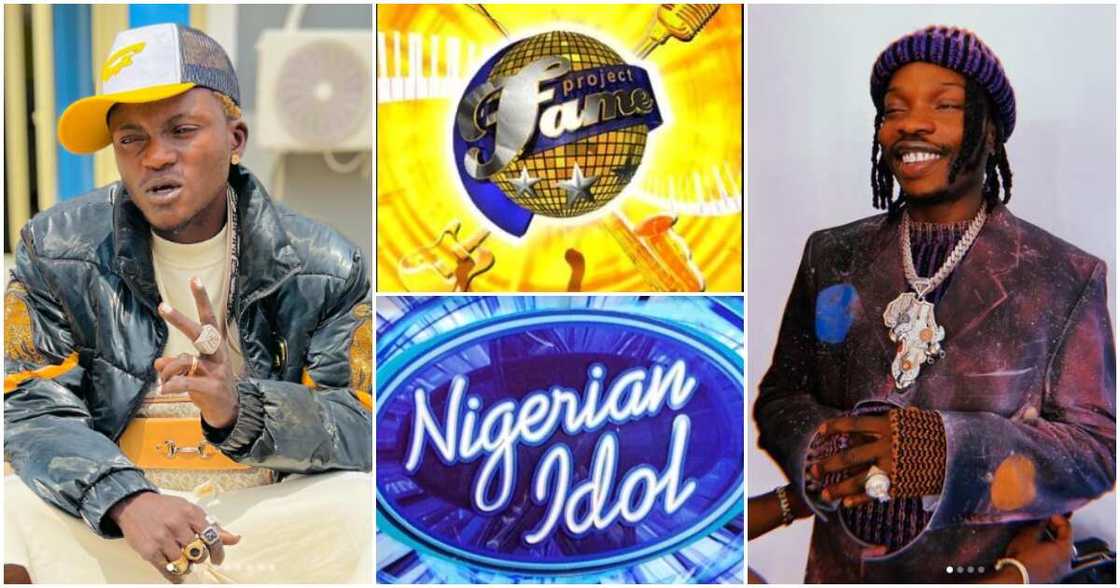Photos of Portable, Naira Marley, logos of Project Fame and Nigerian Idols Photos of Portable, Naira Marley, logos of Project Fame and Nigerian Idols