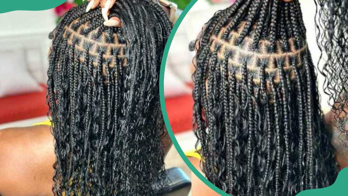 Long black goddess braids