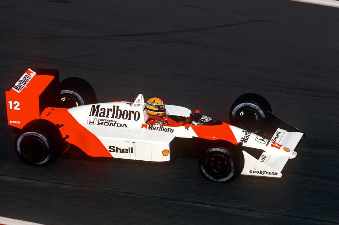 Ayrton Senna in a McLaren-Honda MP4/4