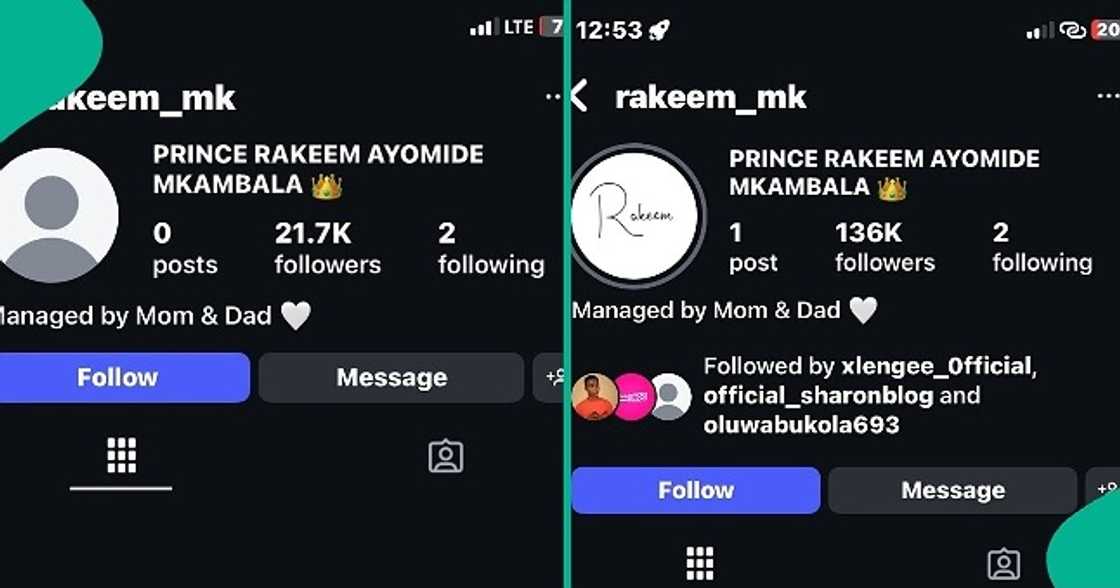 Man reacts to the rapid growth of Rakeem Mkambala's Instagram page after his birth. Man reacts to the rapid growth of Rakeem Mkambala's Instagram page after his birth.
