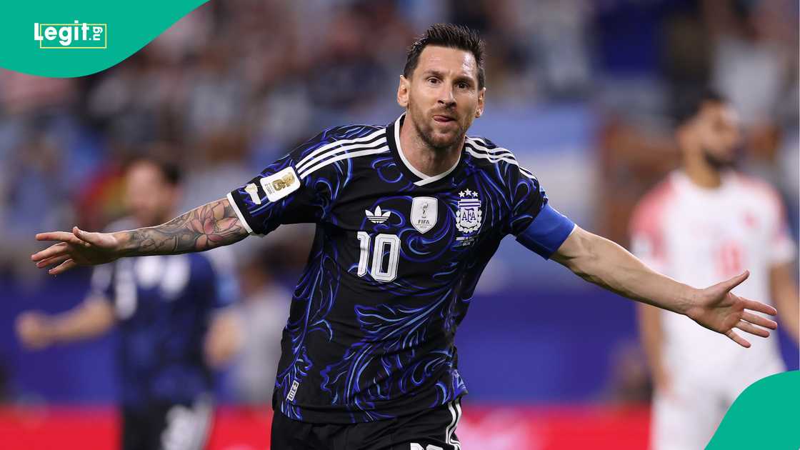 Lionel Messi celebrates scoring Argentina's third goal against Jordan. Photo by Ryan Pierse Lionel Messi celebrates scoring Argentina's third goal against Jordan. Photo by Ryan Pierse