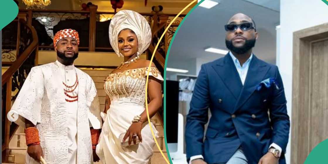 Davido and Chioma during their wedding, Davido standing alone Davido and Chioma during their wedding, Davido standing alone