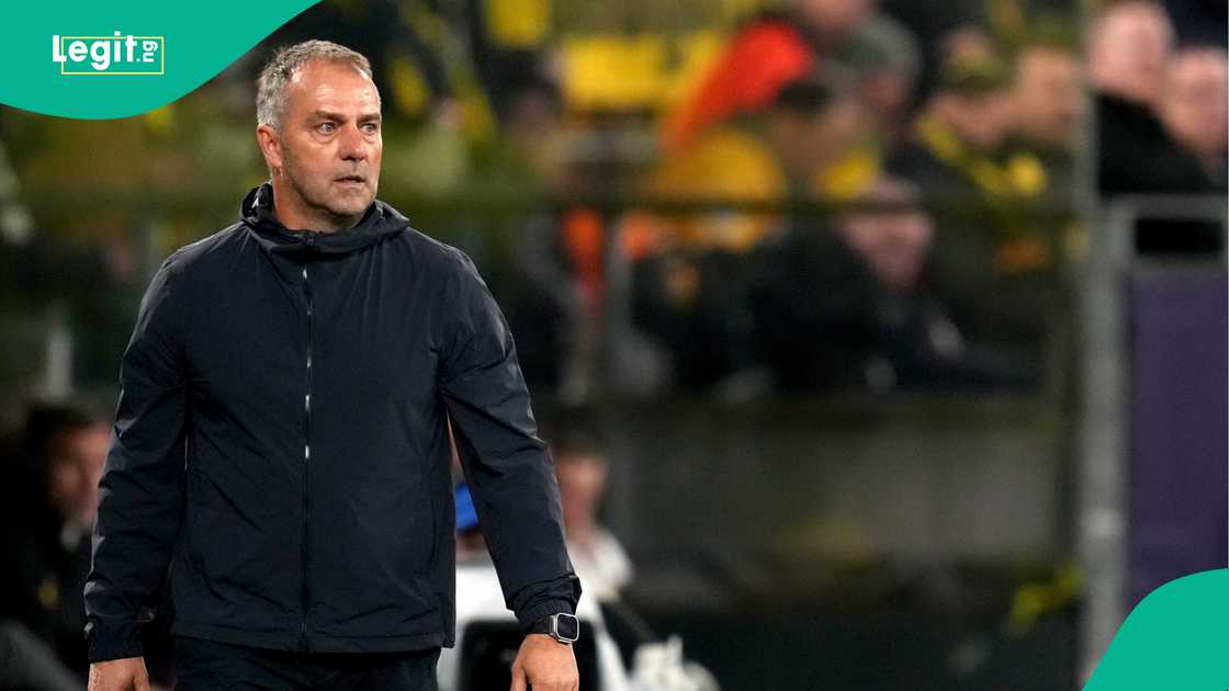 Hansi Flick, Barcelona, Borussia Dortmund, Signal Iduna Park, Germany, UEFA Champions League. Hansi Flick, Barcelona, Borussia Dortmund, Signal Iduna Park, Germany, UEFA Champions League.