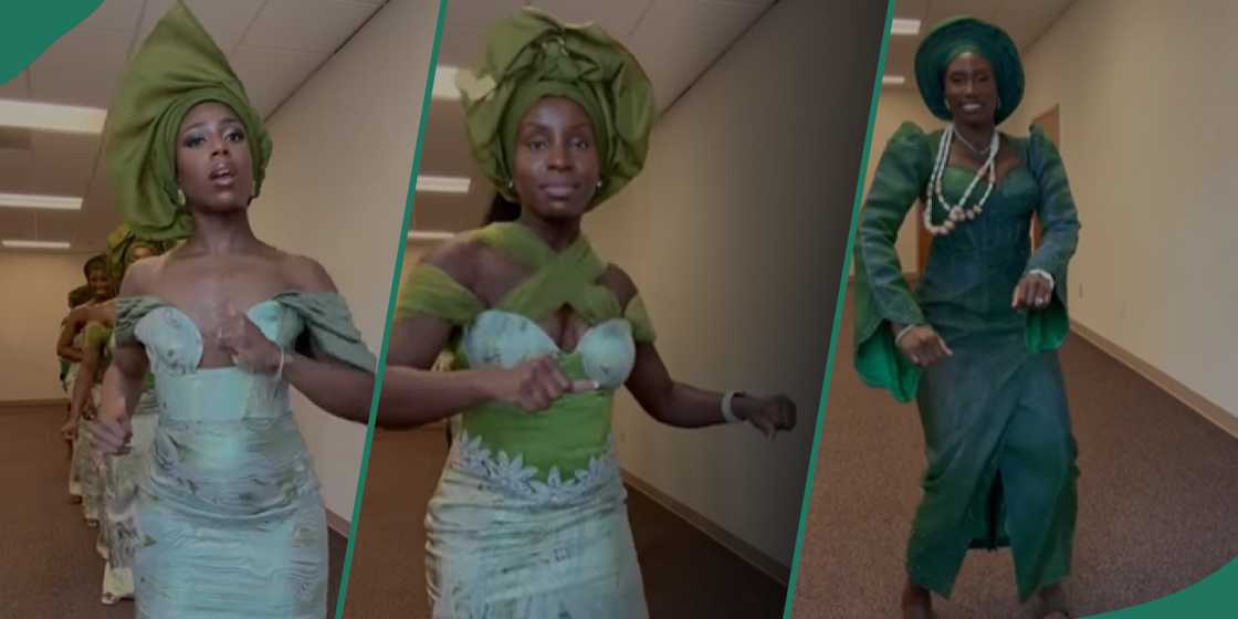 Bride and her bridesmaids wear green outfits Bride and her bridesmaids wear green outfits