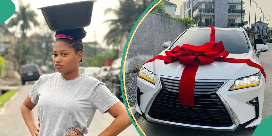 Soso and her new car. Soso and her new car.