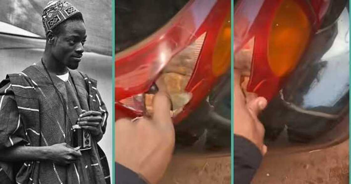 Man cries out as landlord's children fill his car's headlight with stones Man cries out as landlord's children fill his car's headlight with stones