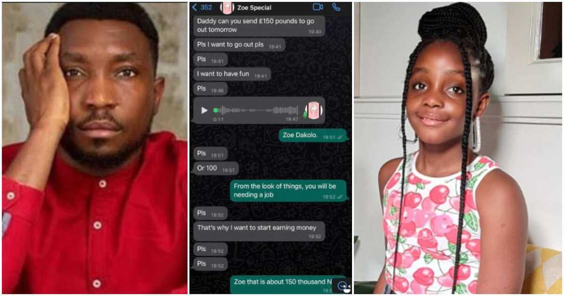 Timi Dakolo reacts as daughter asks for N150k to go out and chill. Timi Dakolo reacts as daughter asks for N150k to go out and chill.