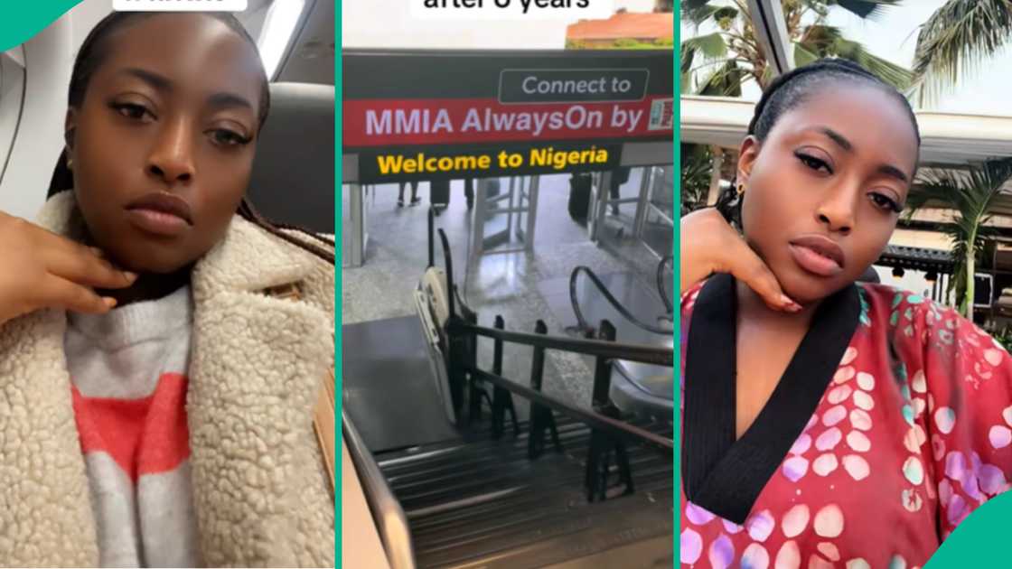 A Nigerian lady flew from abroad to Nigeria after six years