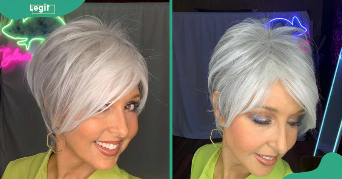 Different views of the angled pixie cut