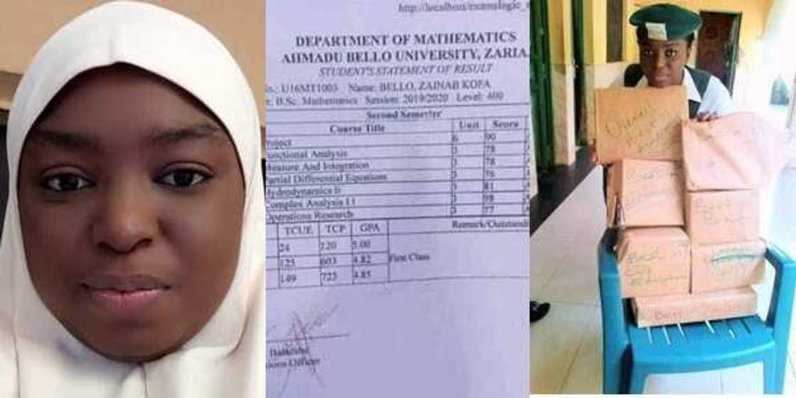 A Nigerian lady named Zainab Bello has emerged as the first female student to make a first-class in Mathematics from ABU Zaria A Nigerian lady named Zainab Bello has emerged as the first female student to make a first-class in Mathematics from ABU Zaria